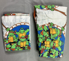 VTG 1990 Mirage Studios Teenage Mutant Ninja Turtles Twin Flat  Fitted Sheets