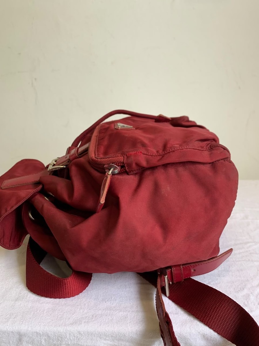 Authentic Prada Tessuto Nylon Mini Backpack Red Small Vintage