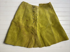 Vtg 60s 70s Suede Avocado Green skirt