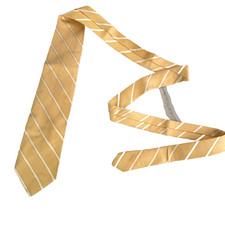 Brooks Brothers 346 Tie Men's Gold Stripe Silk Necktie Handmade In USA