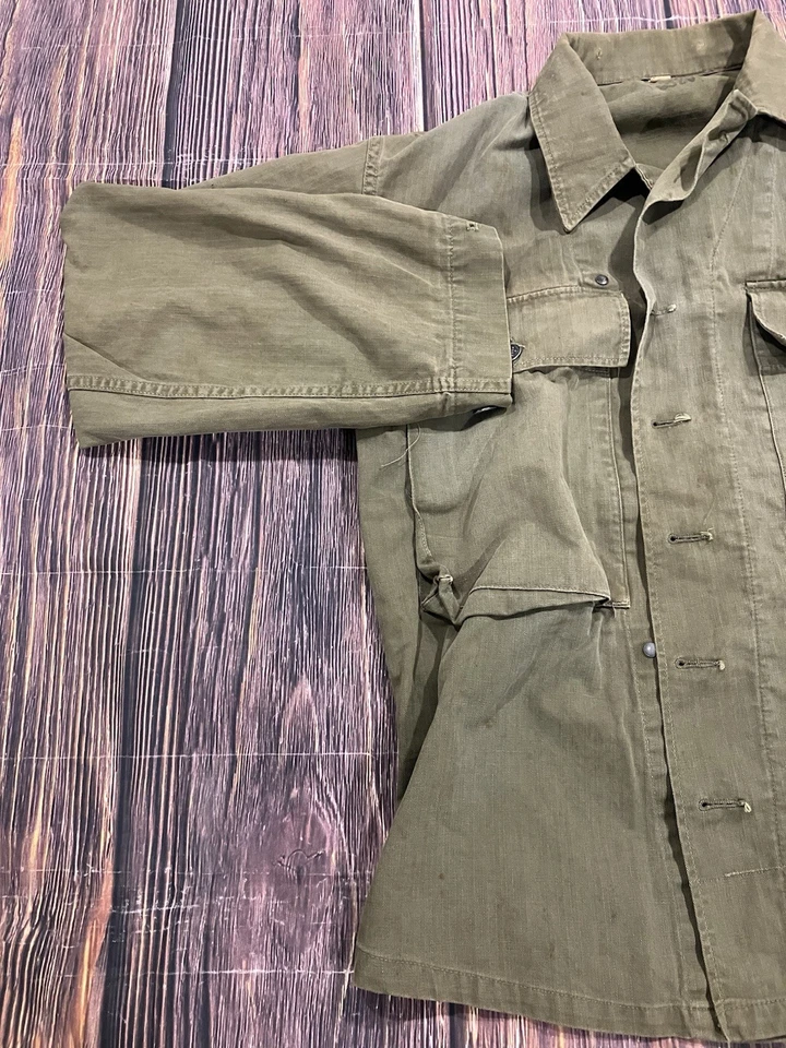 Men’s Vtg Army M-43 Jacket Size 36R Olive Drab WW2 1940’s HBT Field Jacket - Image 4 of 4