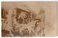 1918 RPPC Soldiers Dig Out Bombed House Martin France AZO Real Photo Postcard