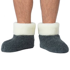Men s Warm Chuni Slippers Boots Genuine Alpaca / Lamb Wool House Shoes Gray