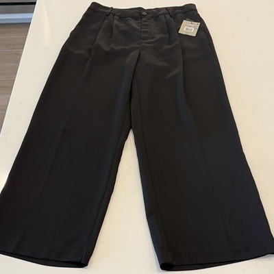 John Mark Womens Black Satin Dress Pants Pleated Wide Leg Zip Formal Party 8