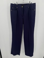 VTG Escada Navy Blue Wide Leg Pants Career Mid Waist Size 44 New Designer