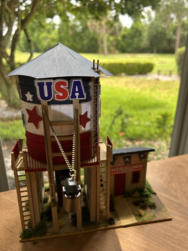 Happy Birthday America.Handmade Vintage Water Tower Perfect For Lionel Trains