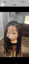Braided full Lace Curly Black Brown Blonde Free-Part Wig with Baby Hair