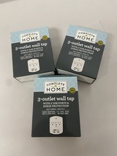 3x Complete Home 3 Outlet Wall Tap with 2 USB Ports  Surge Protection White New