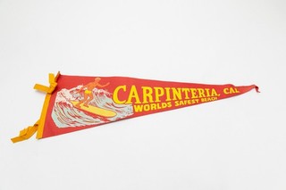 Vintage Carpinteria Beach California Surfing Souvenir Felt Pennant 27"