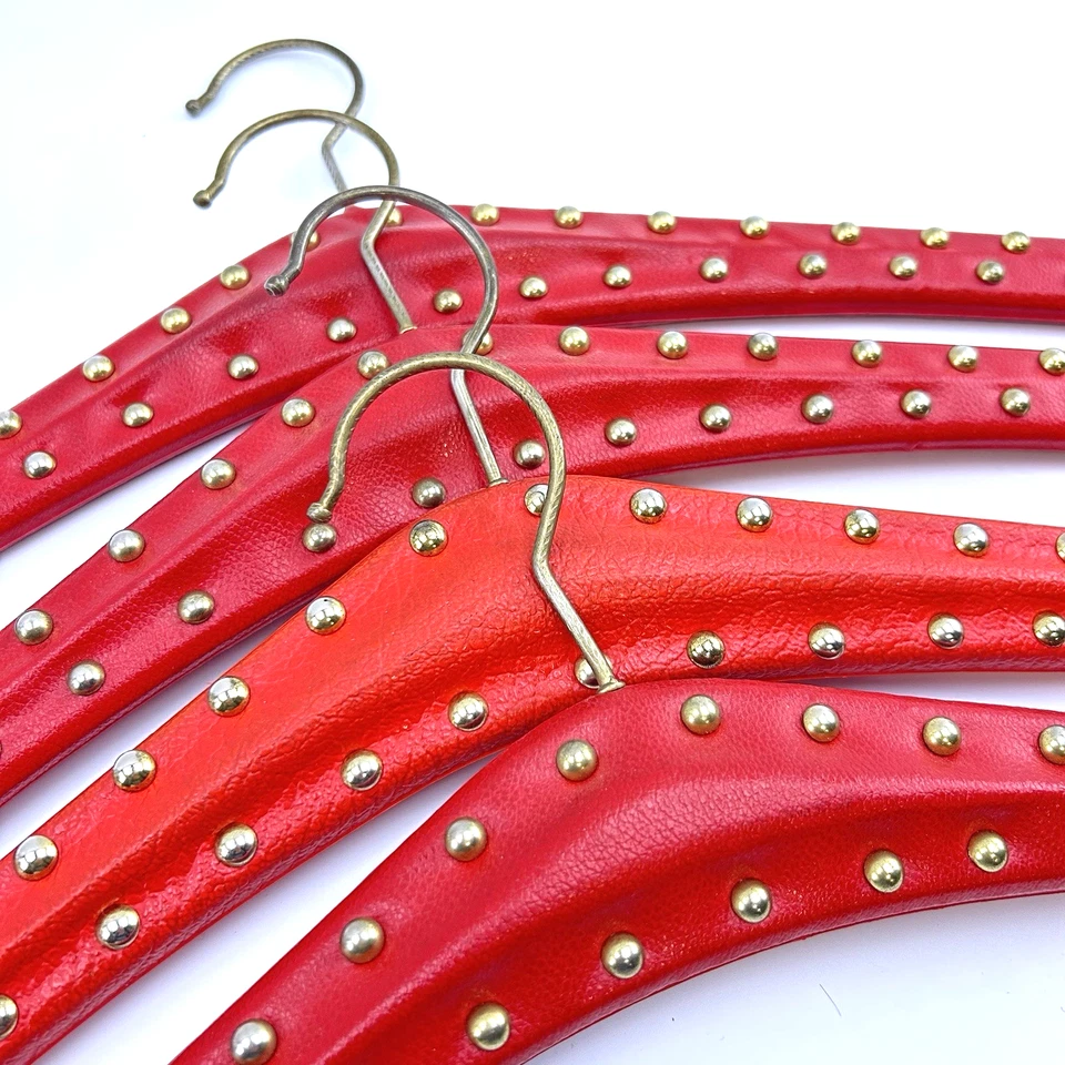 8x VTG Kleiderbügel Set | Lederbezug Nieten & Glattleder | Buntes Konvolut Retro - Bild 4 von 4