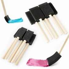Foam Paint Brushes 12 Pack 1 Inch 1.5 Inch Sponge Wood Handle