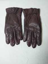 Vintage ARIS Women's Burgundy Brown Leather Gloves Sz 7