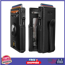 Airtag Wallet for Men,with Money Clip 10 Cards Metal Case Smart Slim Pop Up C...