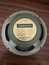 Celestion G12M Greenback  12" 20 Watt 15 Ohm Heritage England Made Near Mint