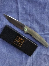 Sitivien ST302, Drop Point, Satin 14C28N Blade, Olive Micarta- FAST SHIPPING! 