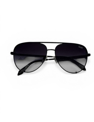 QUAY Australia Black Aviator Sunglasses Gradient Dark Lenses Metal Frame