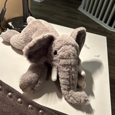 Elephant FAO Schwarz Gray Plush Stuffed Animal 14  Toy 2020 White Tusks Big Ears