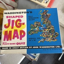 Vintage Waddingtons Jigsaw Puzzle Complete  Jig-Map Britain British Isles UK