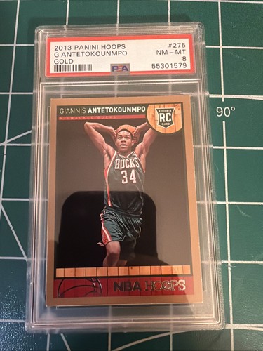 2013-14 Panini Hoops Giannis Antetokounmpo Gold RC #275 PSA 8 Rookie Bucks