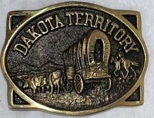 Vintage 1979 Dakota Territory Mint Solid Brass Belt Buckle