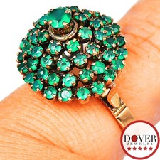 Estate Green Onyx 5K Yellow Gold Tall Cluster Dome Ring 3.7 Grams NR