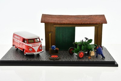 Traktor DEUTZ F1 M414 m. volkswagen T1 Deutz Kundendienst 1/43 SCHUCO 02885