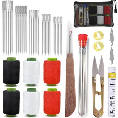 44Pcs Sewing Tool Set, Big Eye Steel Sewing Needle Kit, Threader and Needle R...
