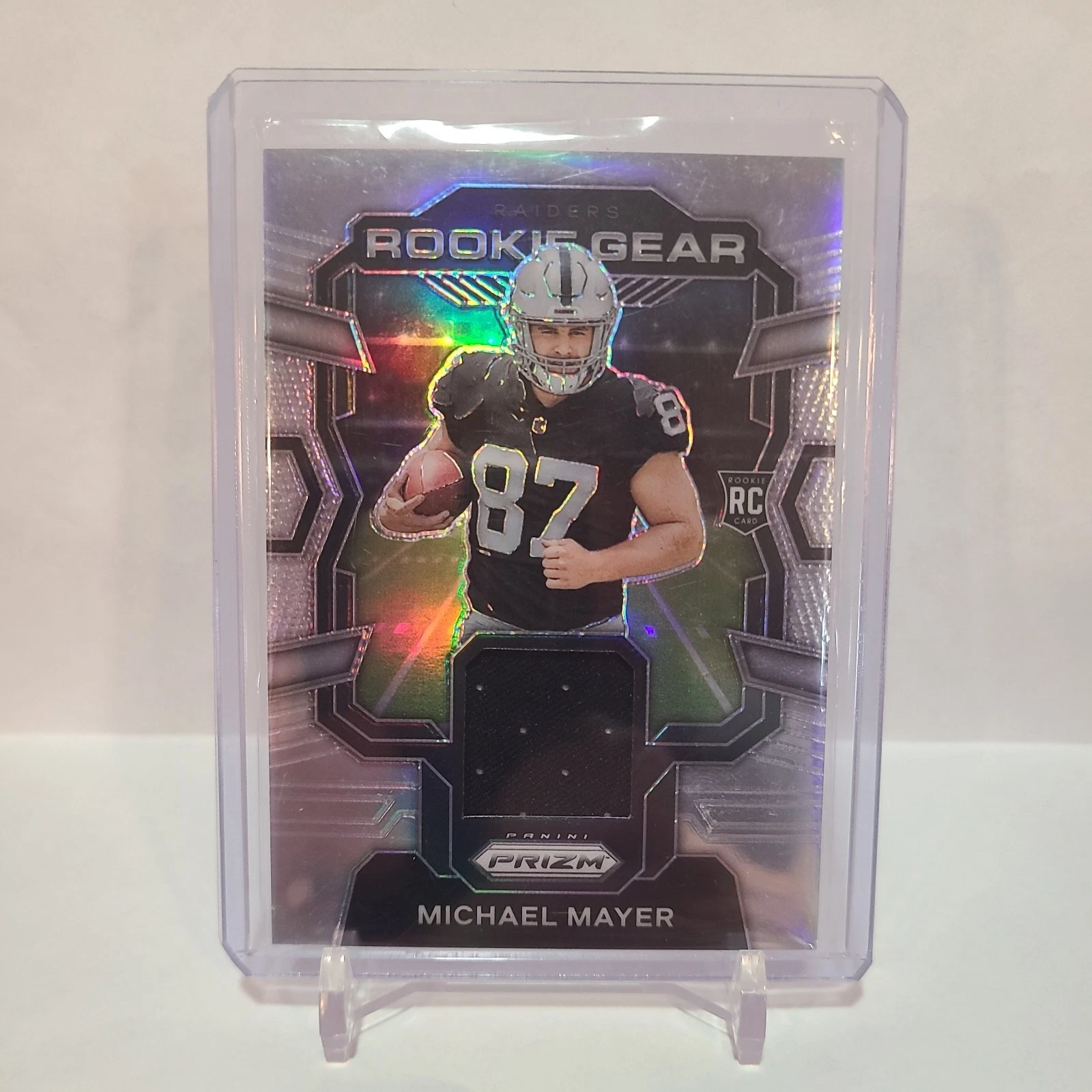 MICHAEL MAYER 2023 PANINI PRIZM ROOKIE GEAR PATCH FOOTBALL RC LAS VEGAS RAIDERS