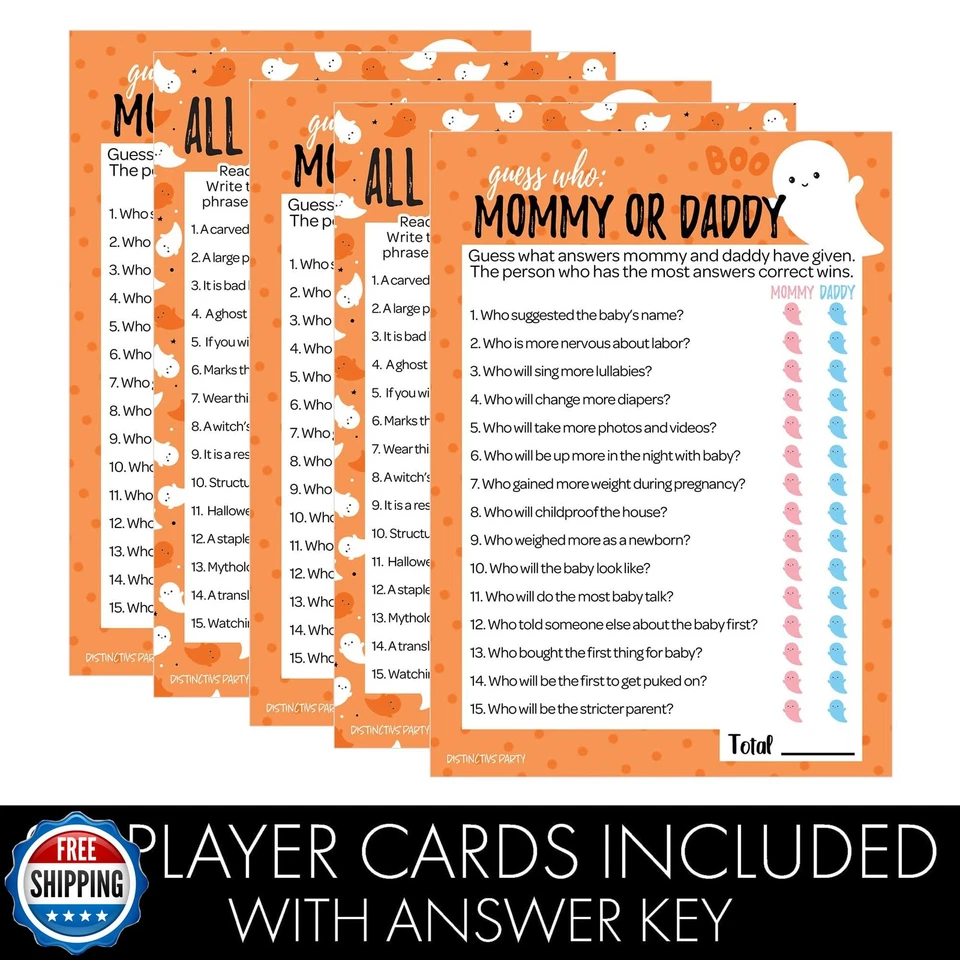 Orange Little Boo is Almost Due Halloween Baby Shower Juegos - Adivina quién y A Foto 4 de 4