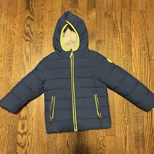 Gerry Youth Jersey Lined Puffer Jacket Hooded Blue Zip Pockets 6