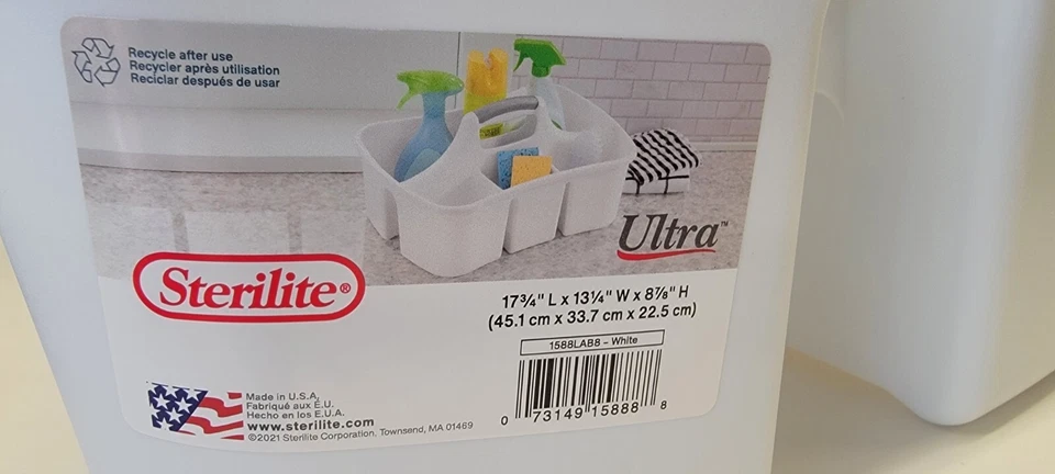 Sterilite Divided Ultra Caddy 17.75 L x 13.25 D x 8.8 H in. Made In USA - Image 4 of 4