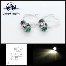 Pair Mini Green Pilot Dash Indicator Warning Lights 12V Classic Hot Rod Vintage