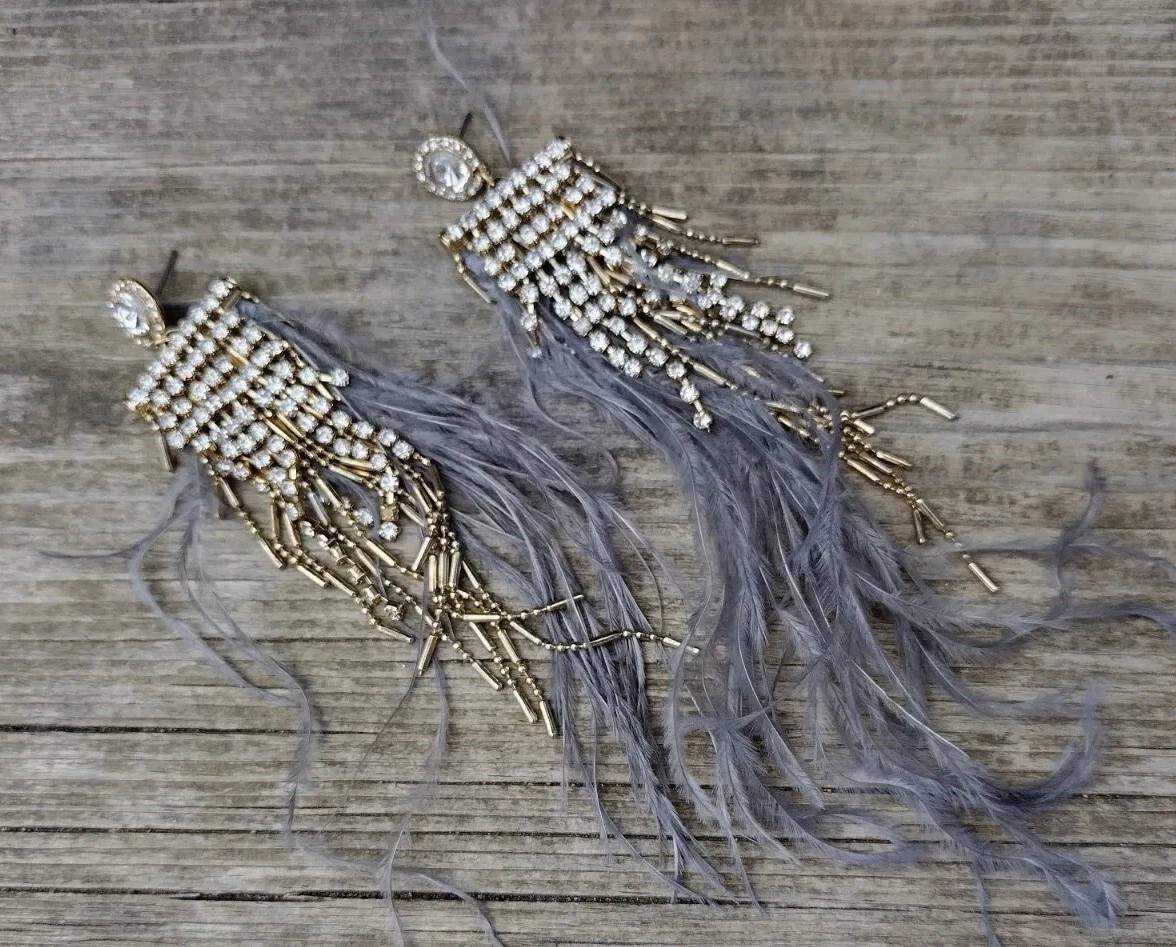 Feather earrings ebay sale