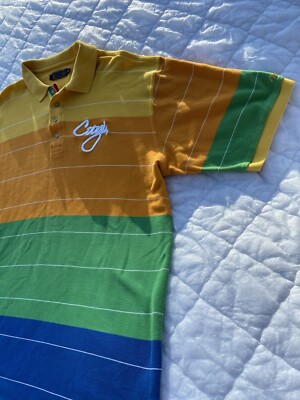 COOGI Polo Shirt Mens XXL Rugby Striped Multicolor Y2K Neon Cool