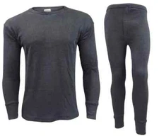 Mens Thermal Long Johns Top T Shirt Bottom Trouser Underwear Set Full Sleeve