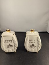 Vintage salt and pepper cellar, Capodimonte sale fino, pepe gold painted...