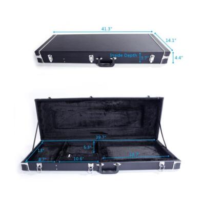 Portable Electric Guitar Case Hard Shell Square Wood for Standard Guitars