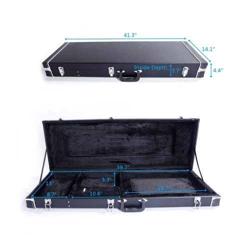 Portable Electric Guitar Case Hard Shell Square Wood for Standard