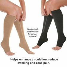 Compression Socks Toe Open Leg Support Stocking Knee High Socks with Zipper