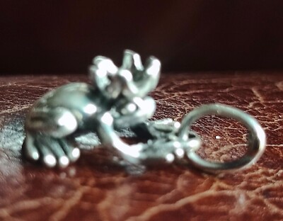 Anhänger Charm Silber 925 Frosch Froschkönig massiv  vollplastisch
