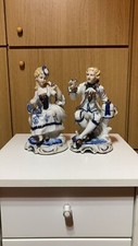 Coppia Di Statuette In Porcellana Vintage Stile Vittoriano Statuine Antiche 
