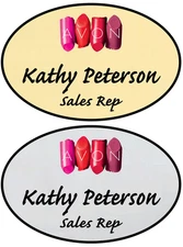 1 GOLD & 1 SILVER OVAL FOR AVON REP PERSONALIZED NAME BADGES SAFETY PIN FASTENER