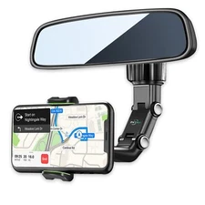 Rearview Mirror Phone Mount Holder for Car 360° Rotating  Multifunctional Mou...