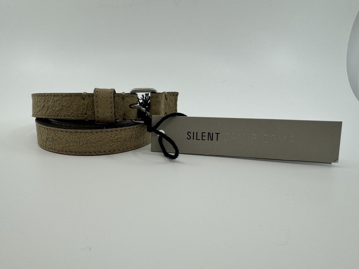 DAMIR DOMA SILENT Skinny Beige Leather Belt Clincher Silver  display picture 3