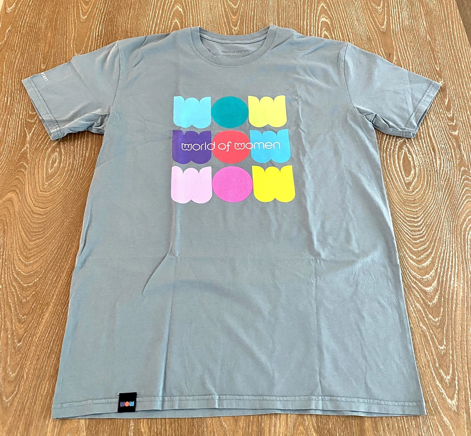 World of Women WOW teal unisex tee shirt size large