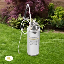 8l Sprayer Stainless Steel For Pesticide Clean And Sanitizing Silver W/1.2m Hose