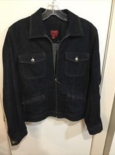 Ralph Lauren Chaps Denim Zip Up Denim Jacket Woman's Large 99.5 % Cotton