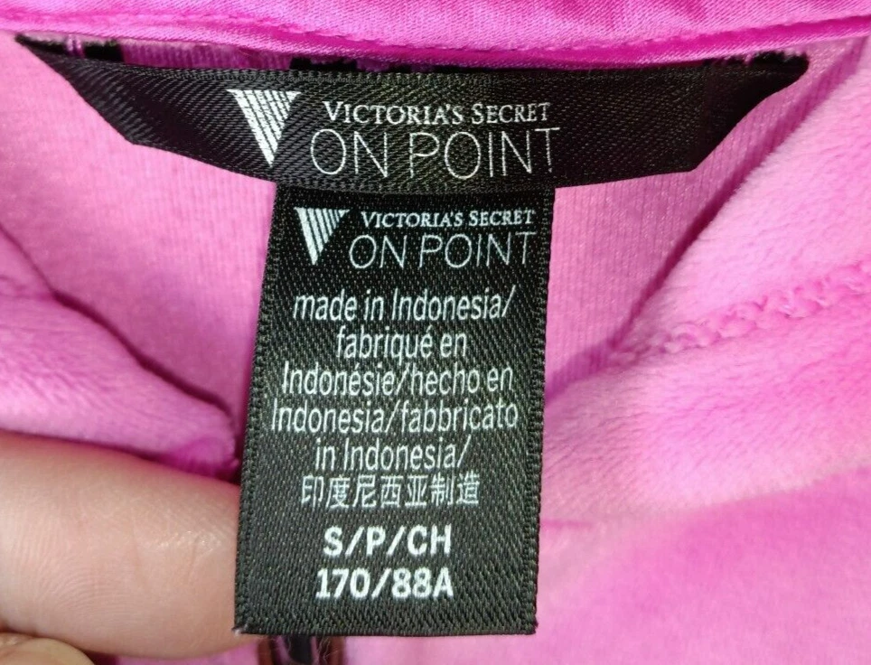 UNDERCOVER Felpa con cappuccio e zip Victoria's Secret On Point rosa in velluto taglia S