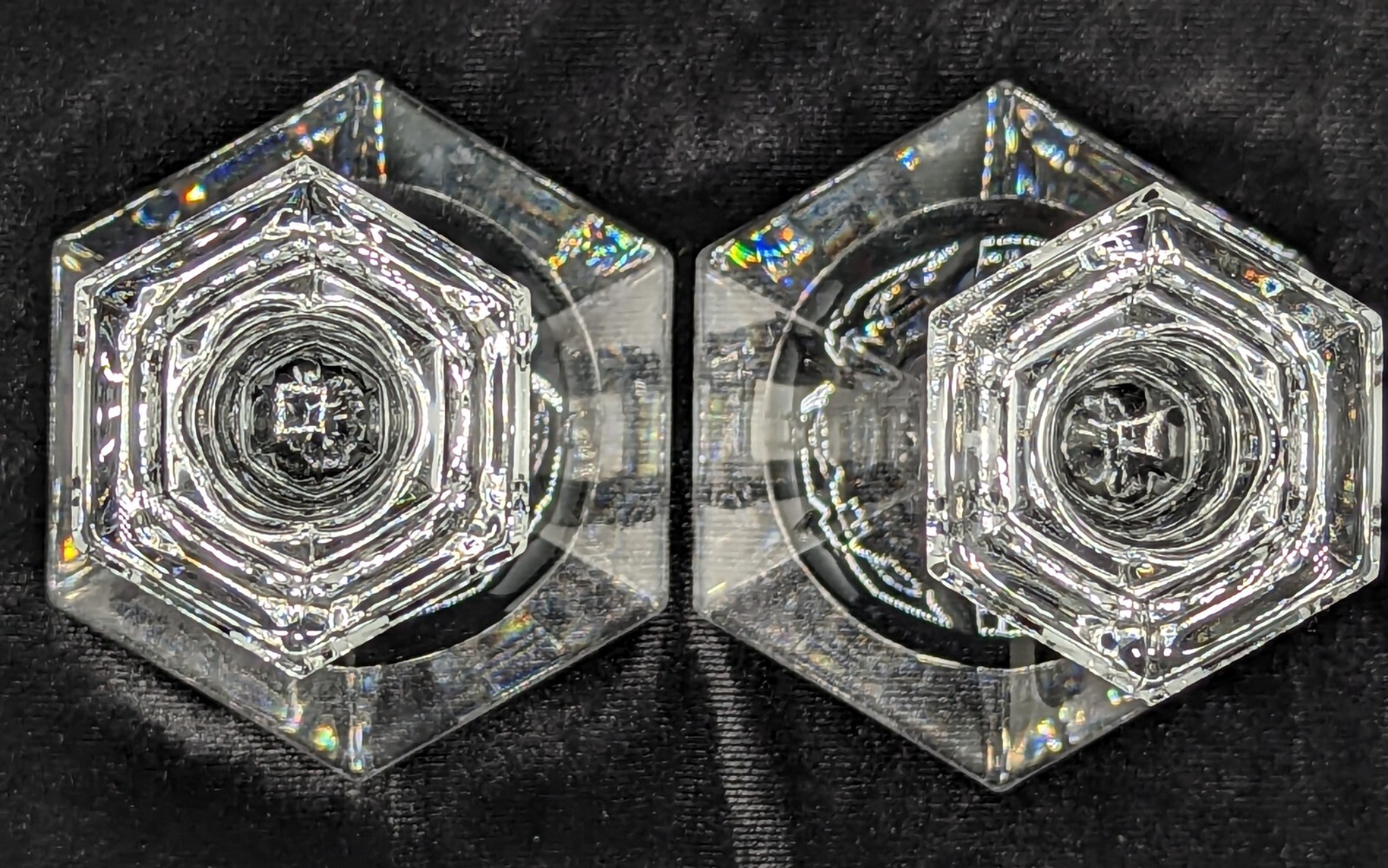 Mikasa Crystal Cambridge Candlesticks Pair of 2 Candle Holders