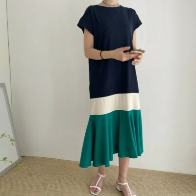 Women Korean Style Summer Beach Casual Crew Neck Long Maxi Shirt Dress 2022  | eBay